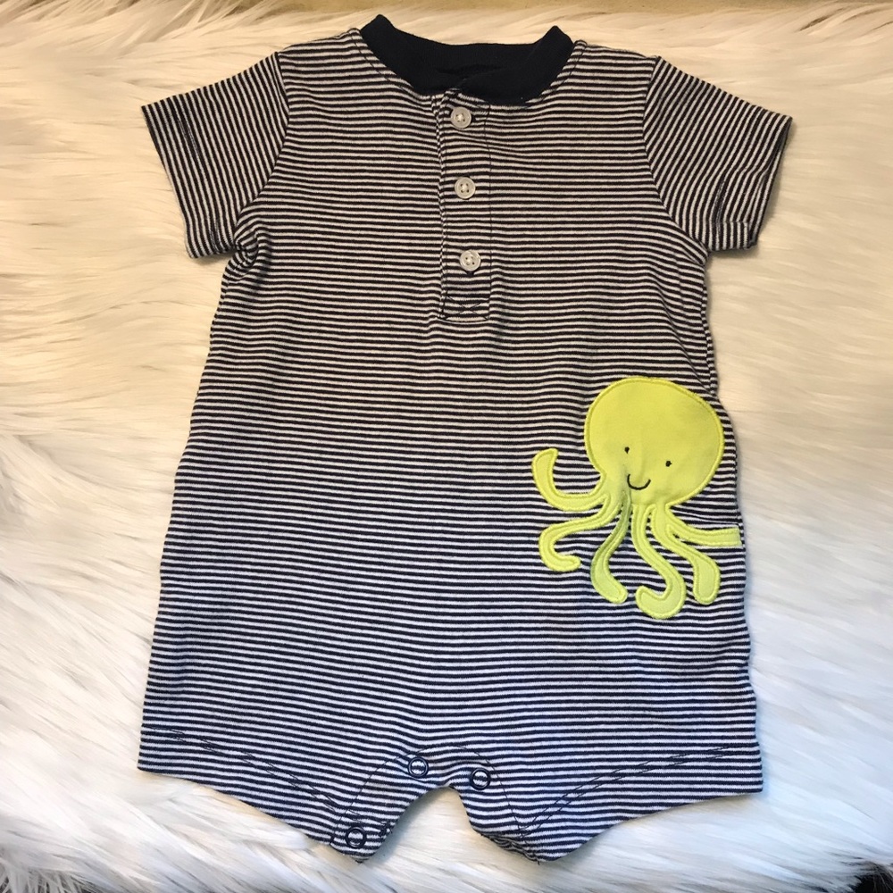 Carter’s Navy Blue & White Stripe Octopus Romper